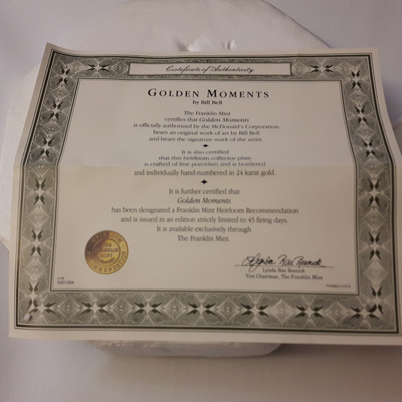 Franklin Mint McDonald's Plate Golden Moments - Picture 3 of 4